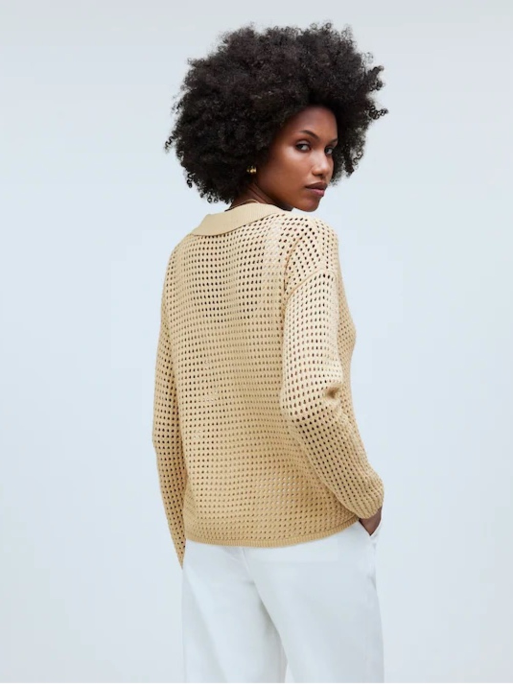 Madewell open stitch polo cardigan sweater EUC - Picture 3 of 6